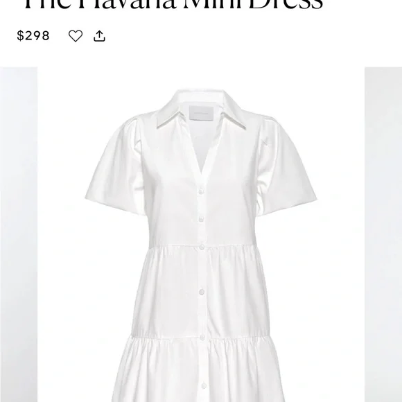 NWT Brochu Walker Havana Mini Dress White Tiered Puff Sleeve Button Front Large - Picture 2 of 16